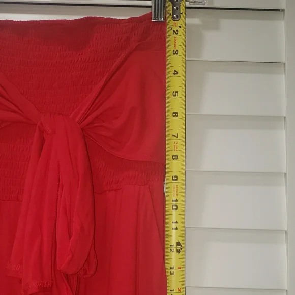 VENUS Red Strapless Jumpsuit - Picture 12 of 14